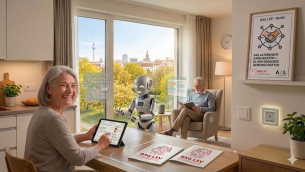 KI generetiertes Bild zweier älterer Leute in einem Smart-Home